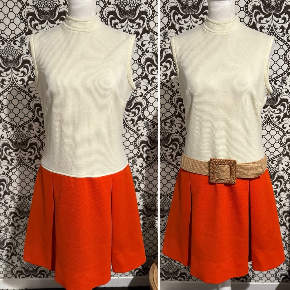 VINTAGE ✨ drop waist mock collar dress